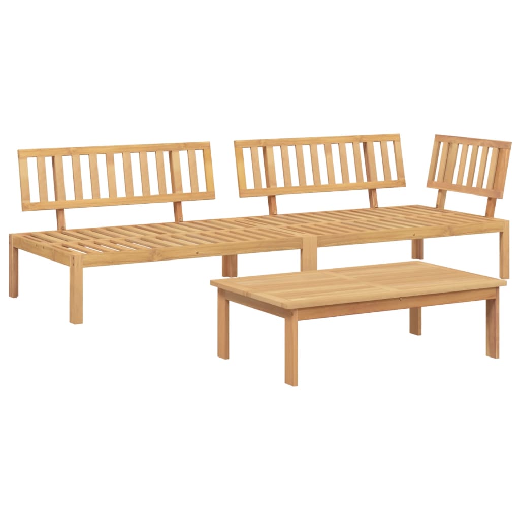 vidaXL Patio Pallet Sofa Set with Cushions Furniture 3 Piece Solid Wood Acacia-2