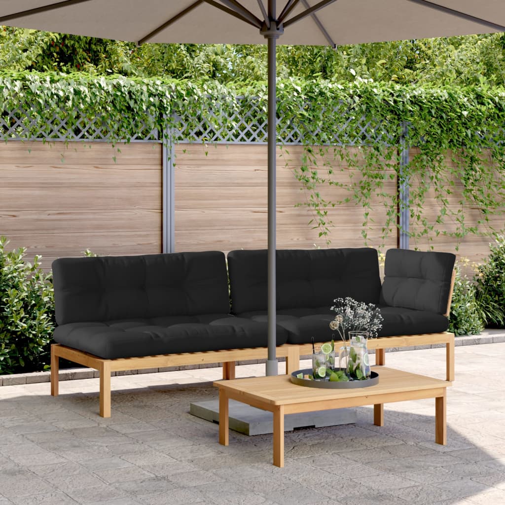 vidaXL Patio Pallet Sofa Set with Cushions Furniture 3 Piece Solid Wood Acacia-9