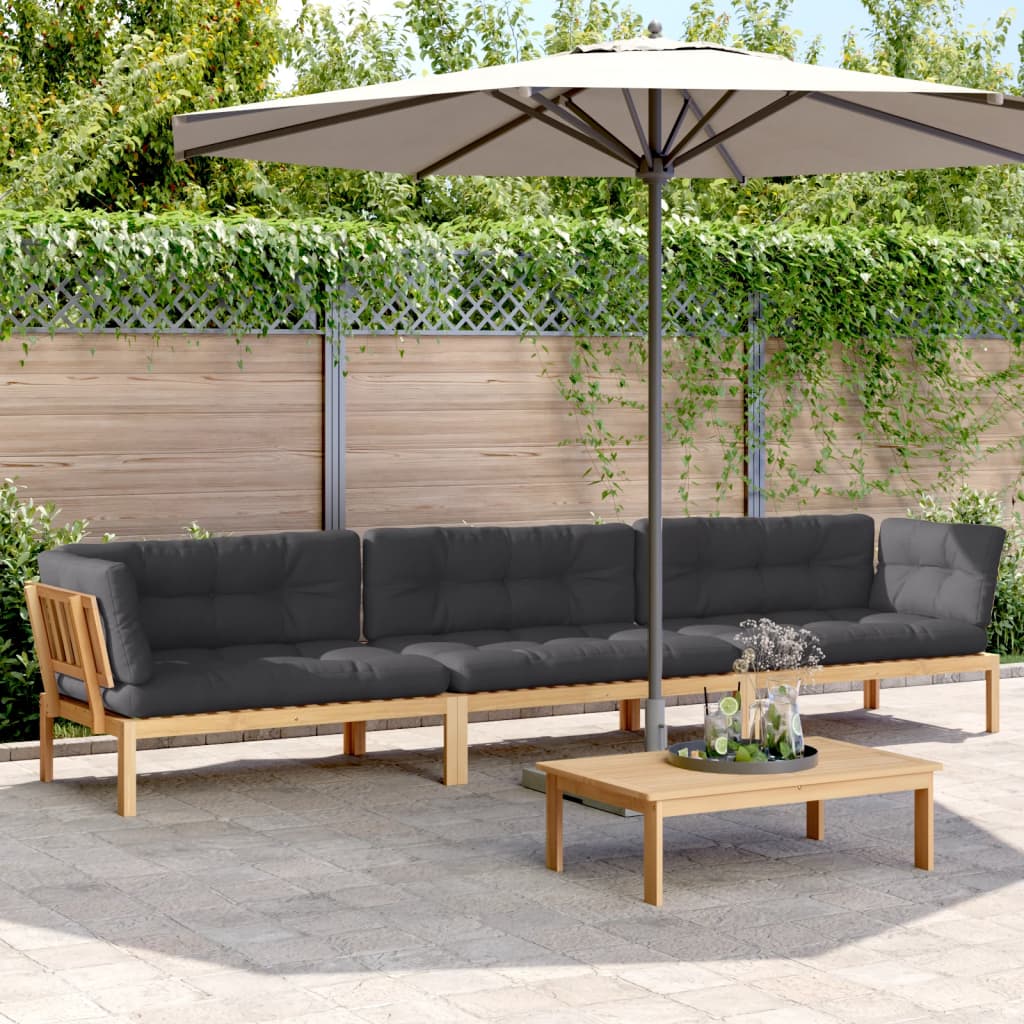 vidaXL 4 Piece Patio Pallet Sofa Set with Cushions Solid Wood Acacia-0