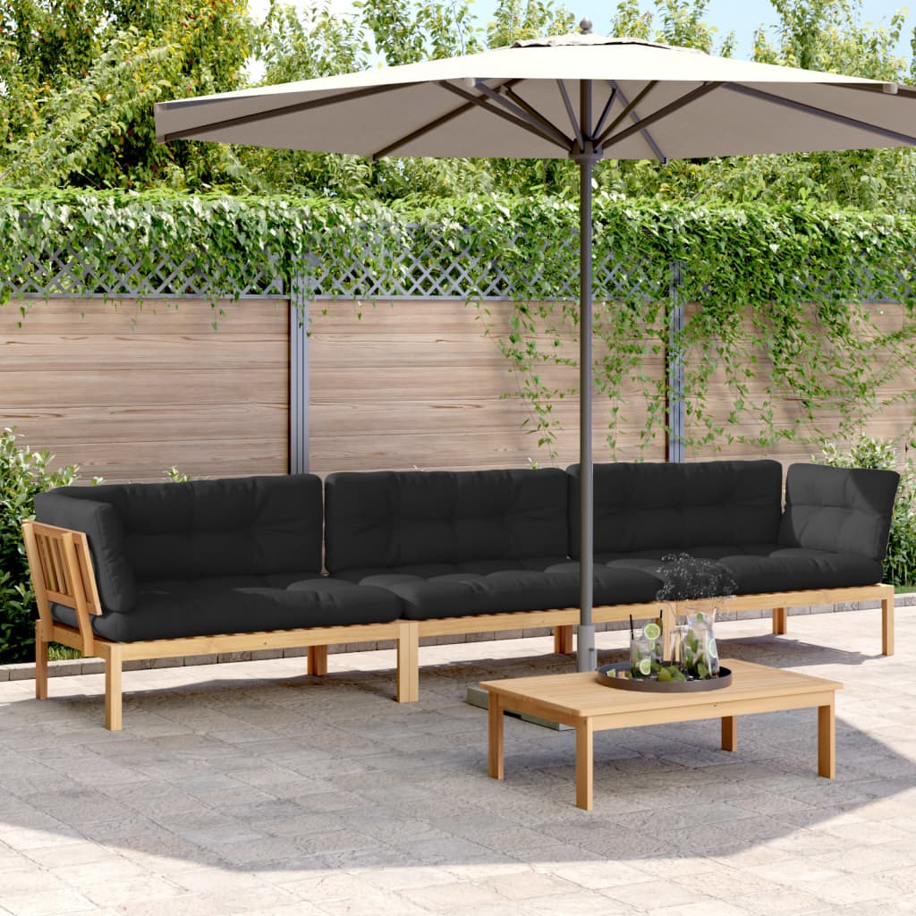 vidaXL 4 Piece Patio Pallet Sofa Set with Cushions Solid Wood Acacia-0