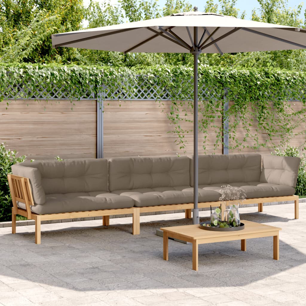 vidaXL 4 Piece Patio Pallet Sofa Set with Cushions Solid Wood Acacia-0