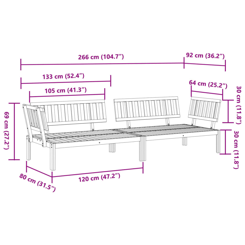 vidaXL Patio Pallet Corner Sofas 2 pcs Solid Wood Acacia-4