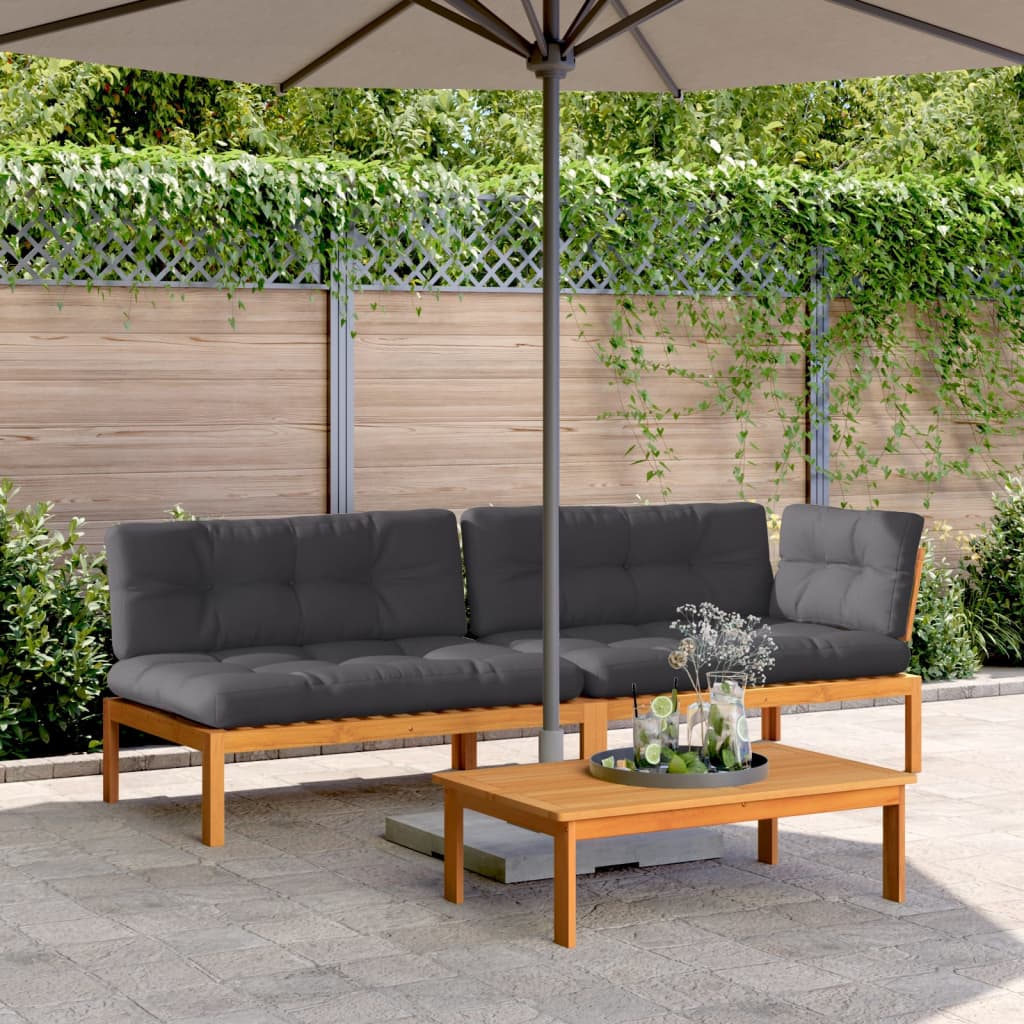 vidaXL Patio Pallet Sofa Set with Cushions Furniture 3 Piece Solid Wood Acacia-0