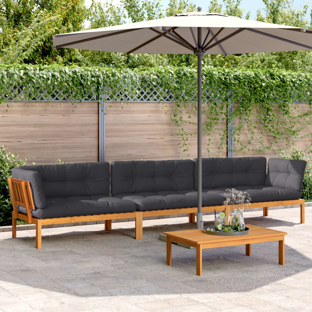 vidaXL 4 Piece Patio Pallet Sofa Set with Cushions Solid Wood Acacia-0