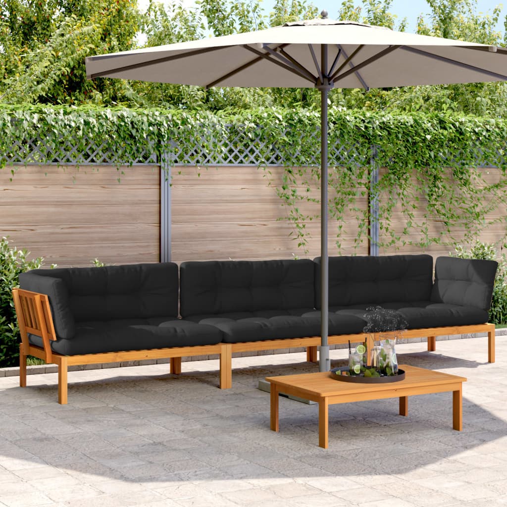 vidaXL 4 Piece Patio Pallet Sofa Set with Cushions Solid Wood Acacia-0