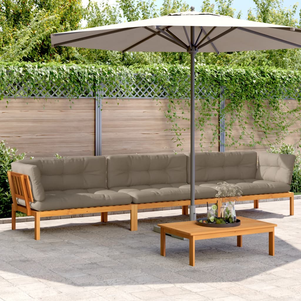 vidaXL 4 Piece Patio Pallet Sofa Set with Cushions Solid Wood Acacia-0