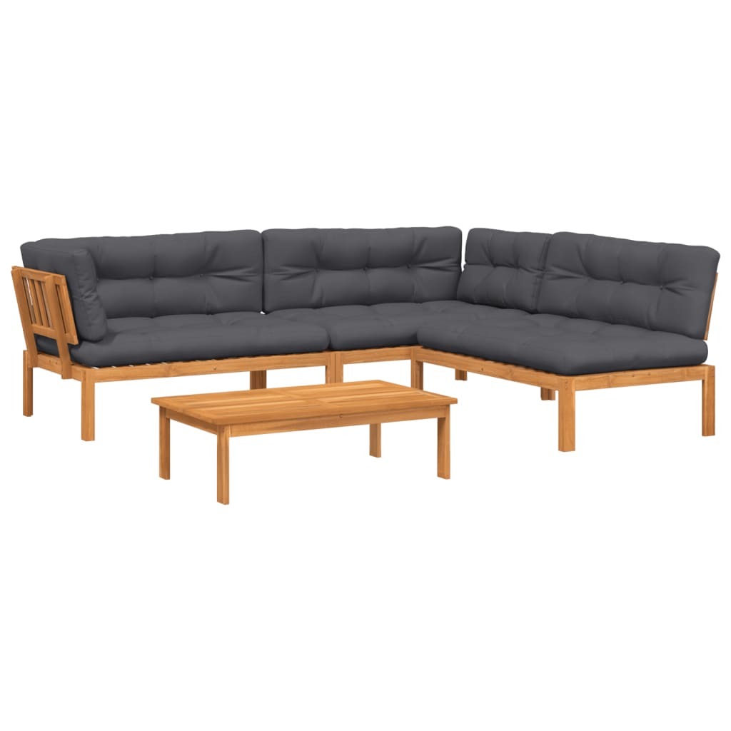 vidaXL 4 Piece Patio Pallet Sofa Set with Cushions Solid Wood Acacia-1