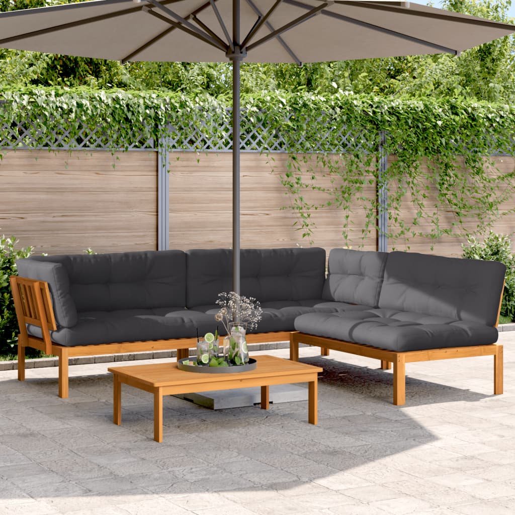 vidaXL 4 Piece Patio Pallet Sofa Set with Cushions Solid Wood Acacia-0