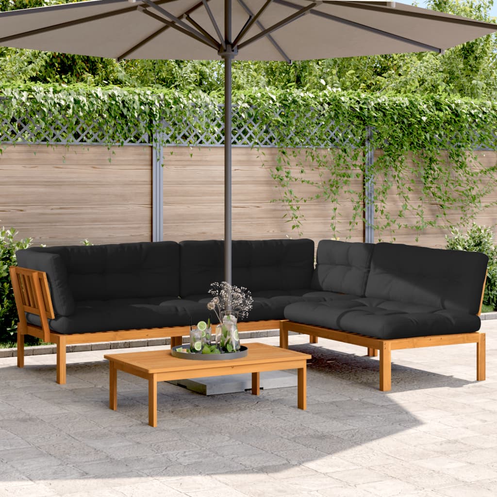 vidaXL 4 Piece Patio Pallet Sofa Set with Cushions Solid Wood Acacia-0