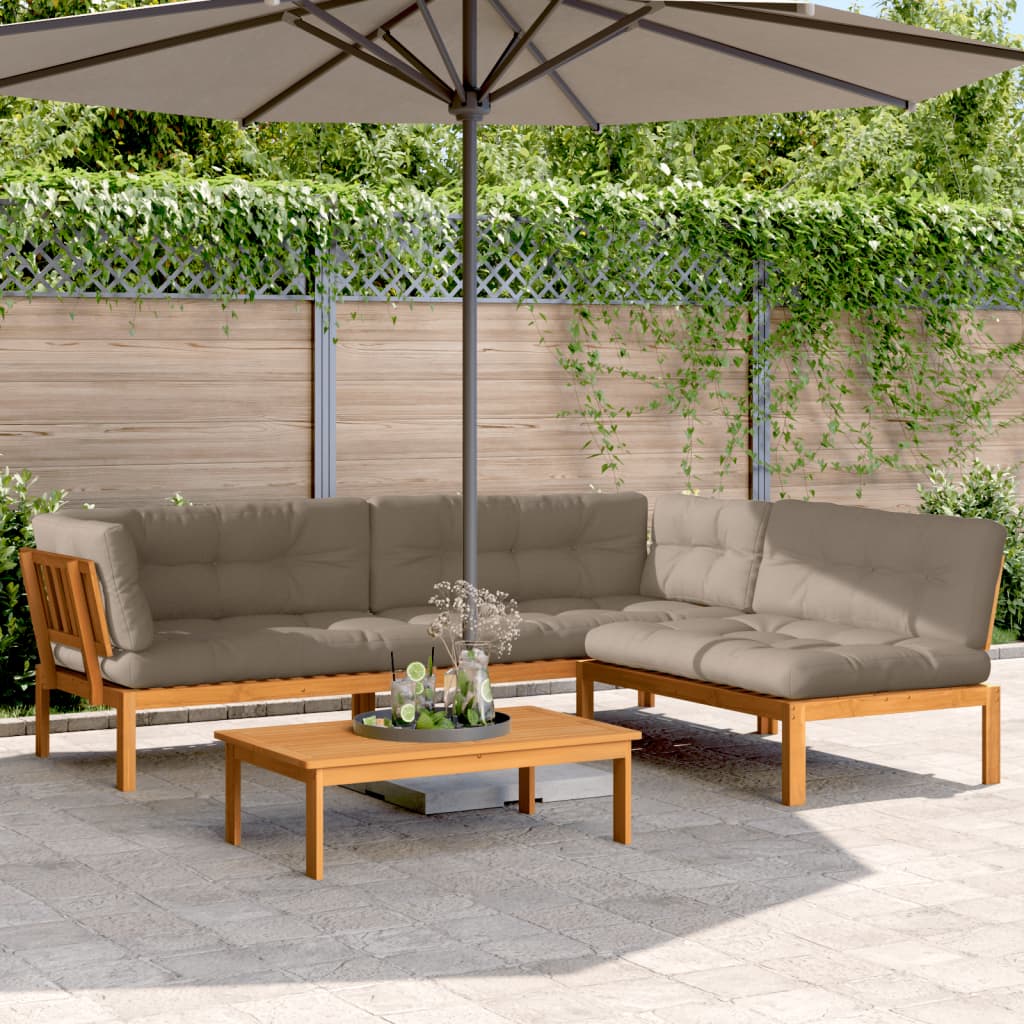 vidaXL 4 Piece Patio Pallet Sofa Set with Cushions Solid Wood Acacia-0