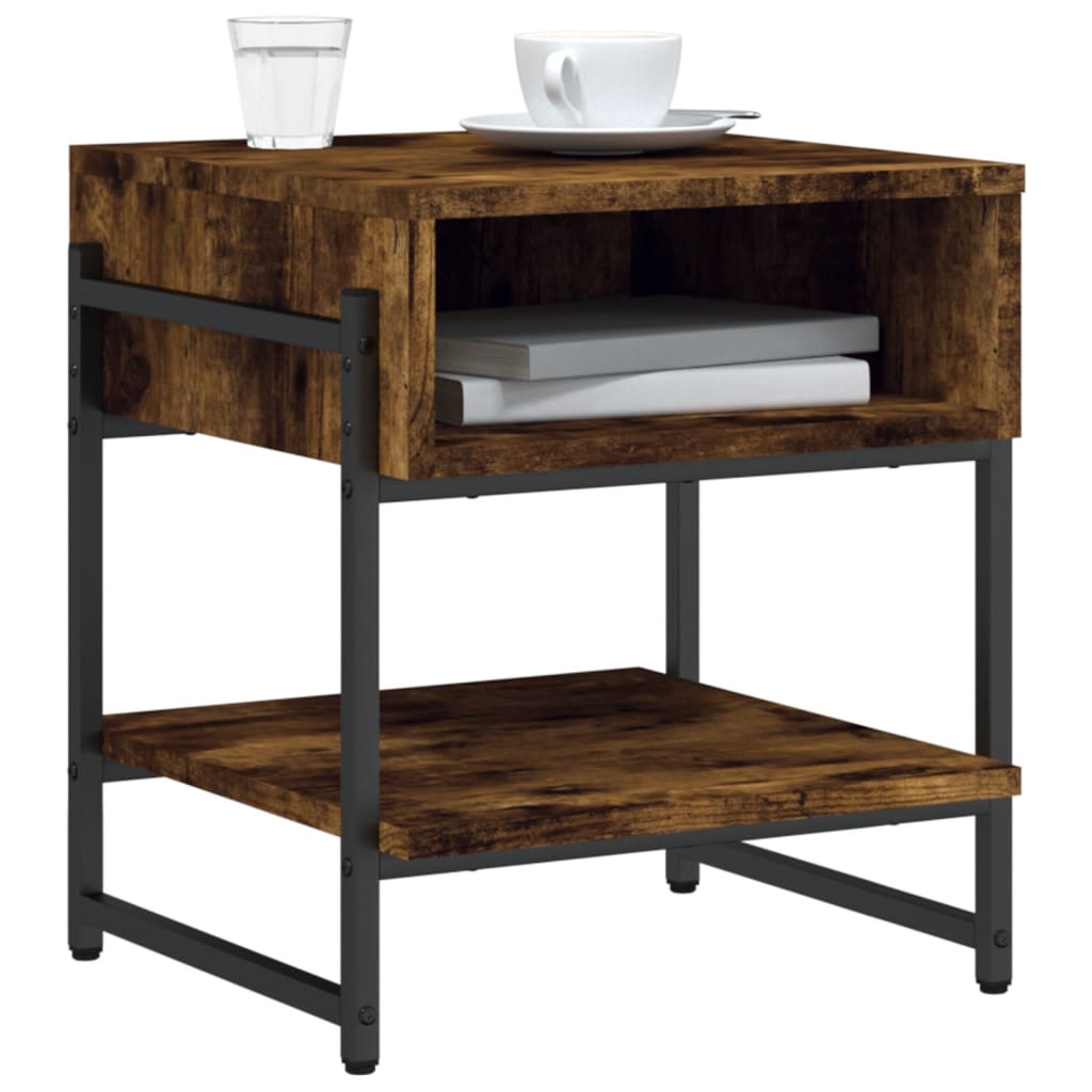 vidaXL Coffee Table Smoked Oak 15.7"x15.7"x17.7" Engineered Wood-3