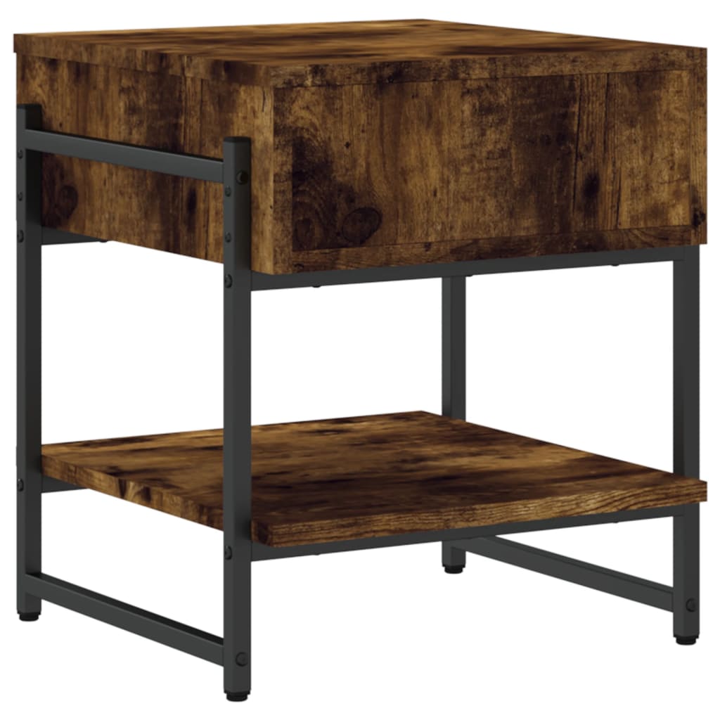 vidaXL Coffee Table Smoked Oak 15.7"x15.7"x17.7" Engineered Wood-6