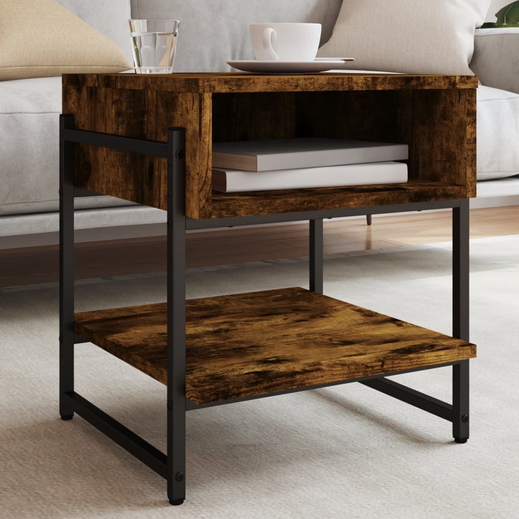 vidaXL Coffee Table Smoked Oak 15.7"x15.7"x17.7" Engineered Wood-1