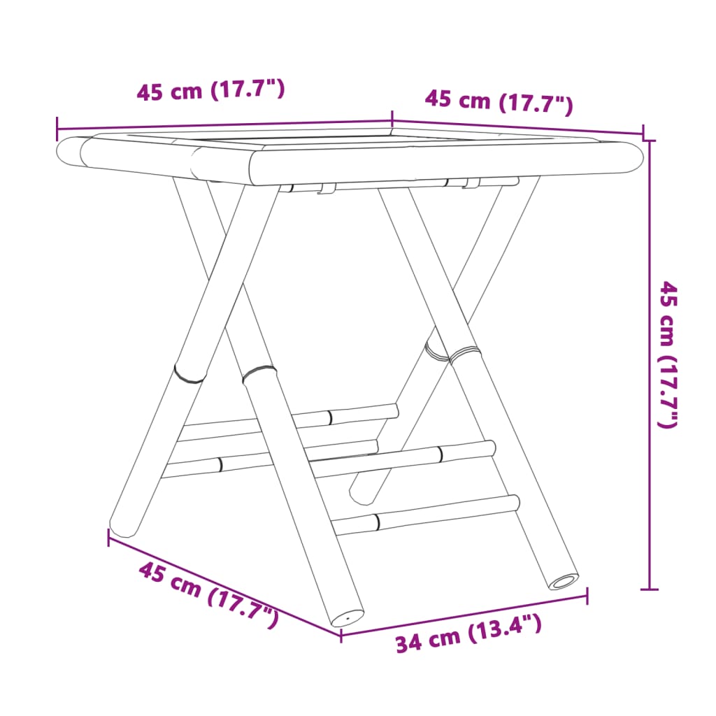 vidaXL Folding Patio Table Garden Outdoor Courtyard Greenhouse Furniture Bamboo-3