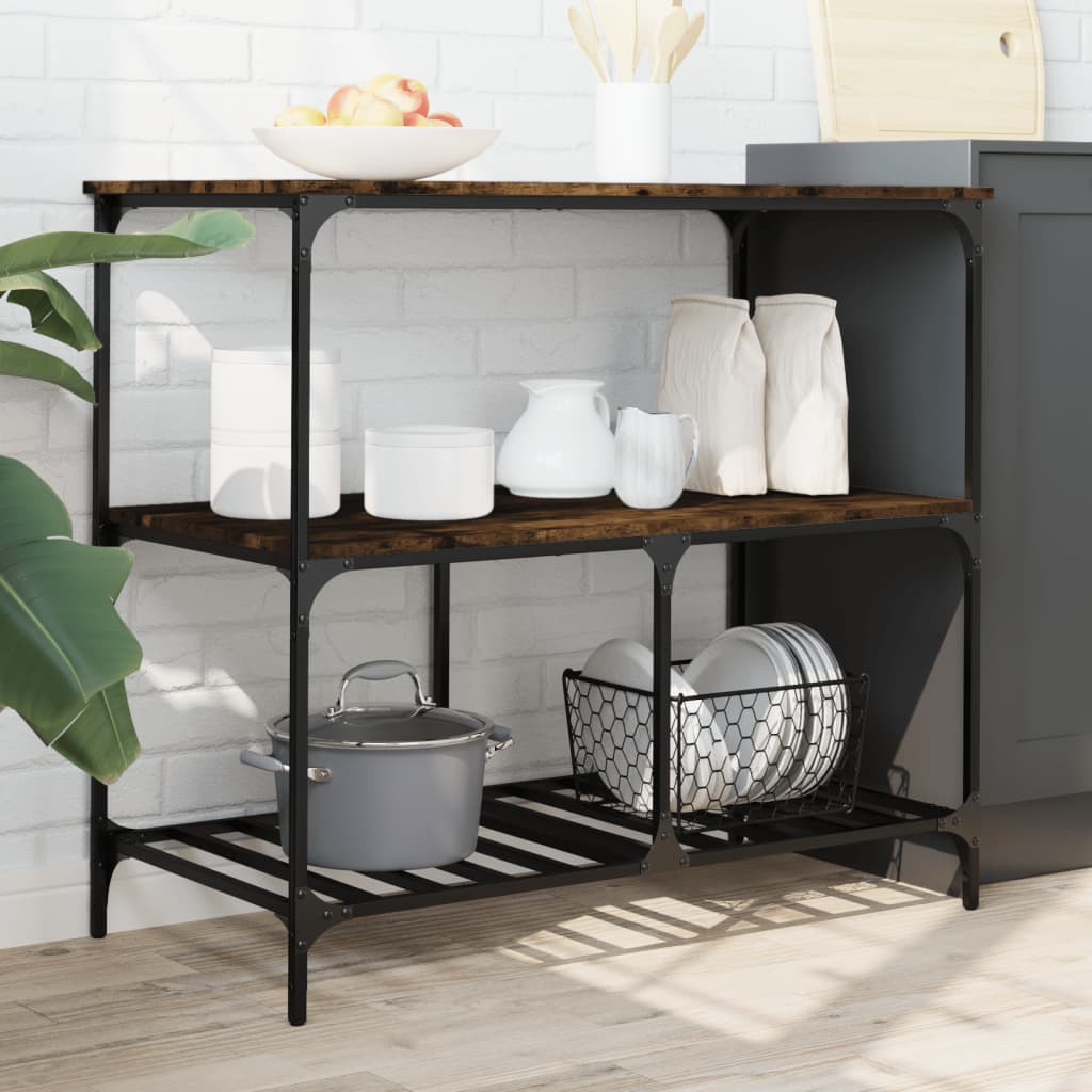 vidaXL Kitchen Trolley Black 39.4"x19.7"x37.4" Engineered Wood-1