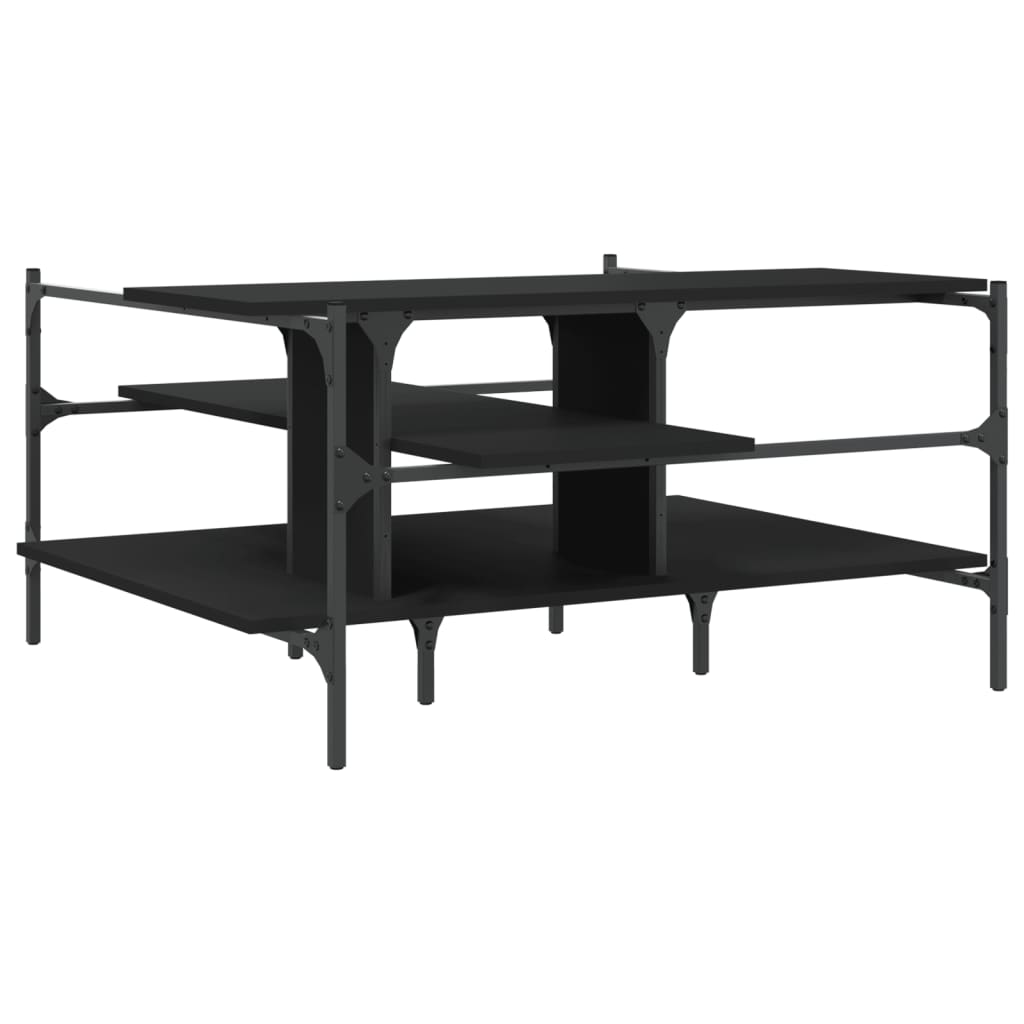 vidaXL Coffee Table Black 39.4"x39.4"x19.1" Engineered Wood-6