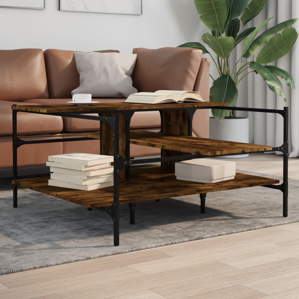 vidaXL Coffee Table Black 39.4"x39.4"x19.1" Engineered Wood-9