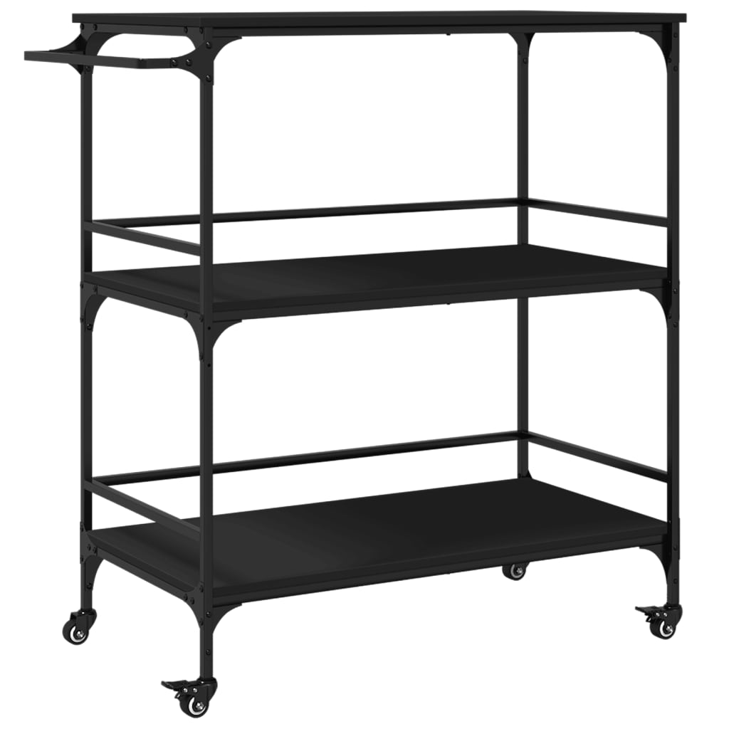 vidaXL Kitchen Trolley Black 39.6"x19.7"x41.3" Engineered Wood-1