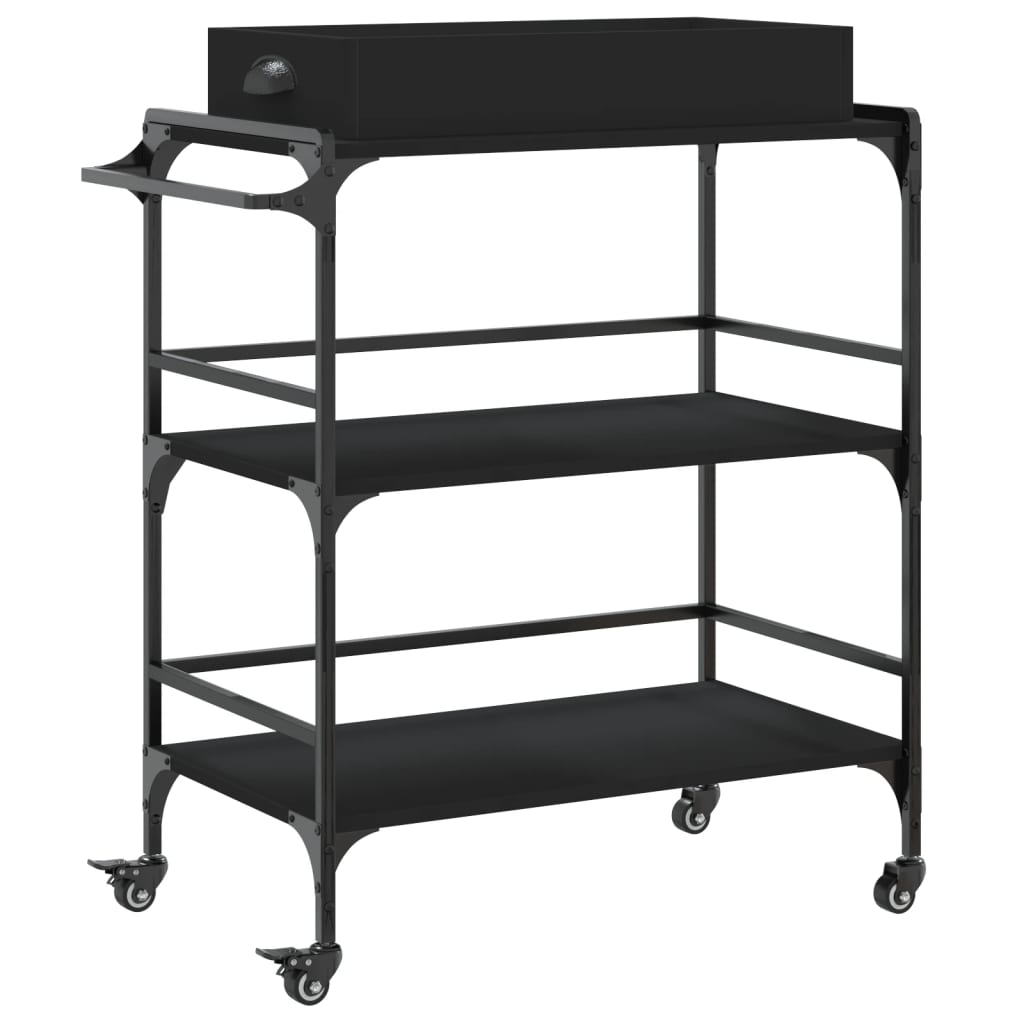 vidaXL Kitchen Trolley Black 32.1"x16.1"x36.4" Engineered Wood-1