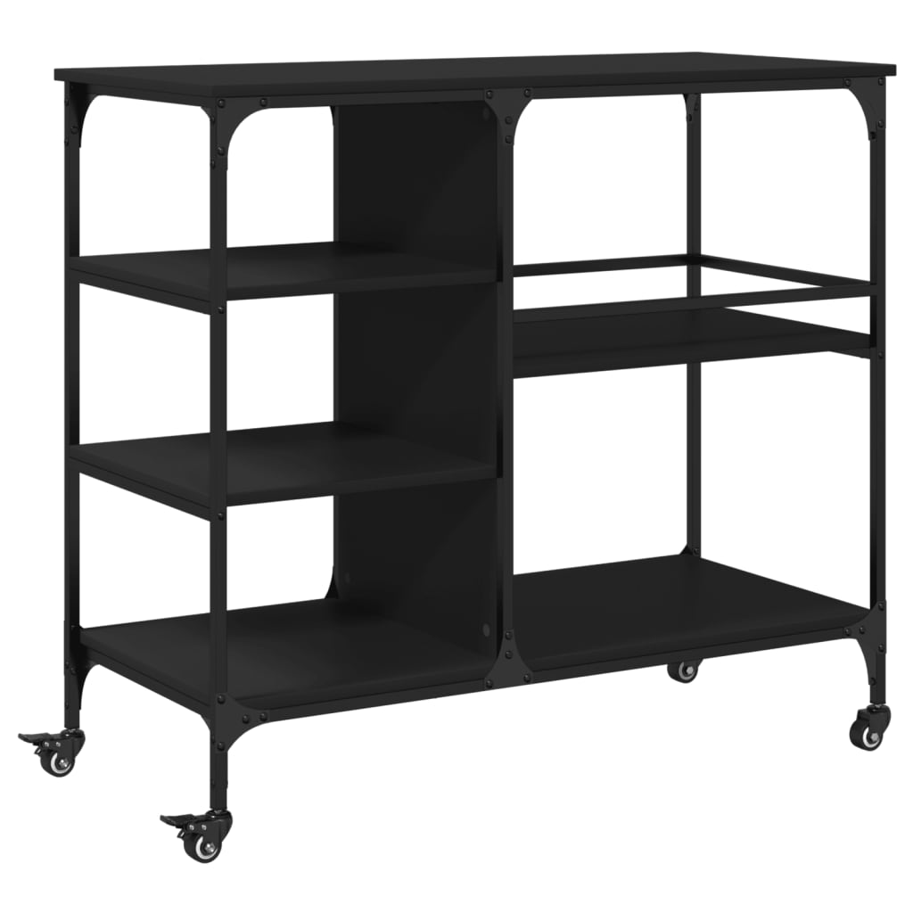 vidaXL Kitchen Trolley Black 39.4"x17.7"x35.2" Engineered Wood-0