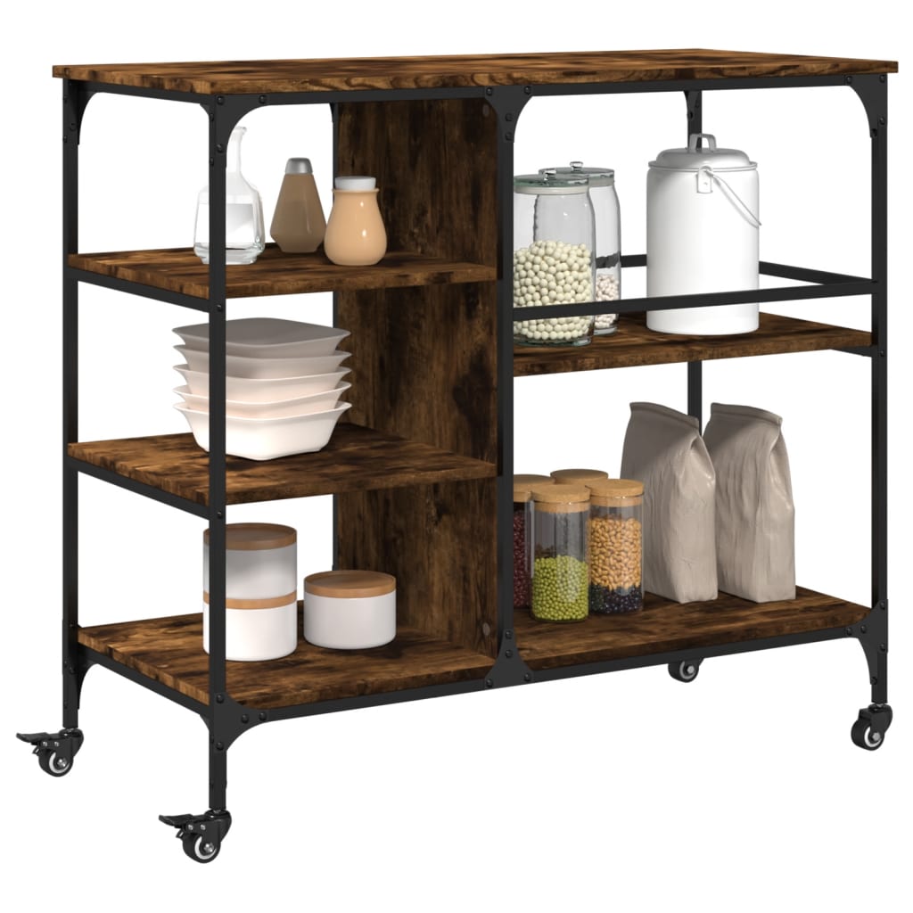 vidaXL Kitchen Trolley Black 39.4"x17.7"x35.2" Engineered Wood-3