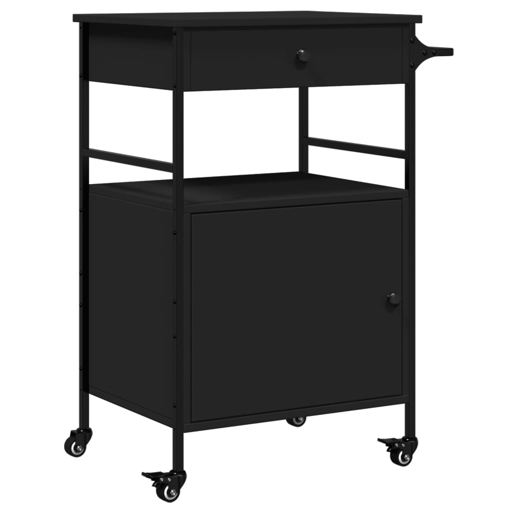 vidaXL Kitchen Trolley Black 22"x16.9"x35.2" Engineered Wood-1