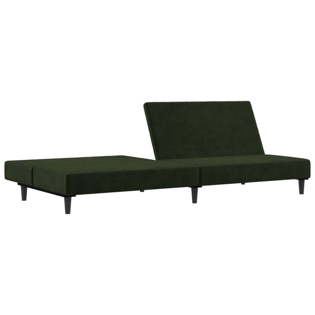 vidaXL 2-Seater Sofa Bed Dark Green Velvet-3