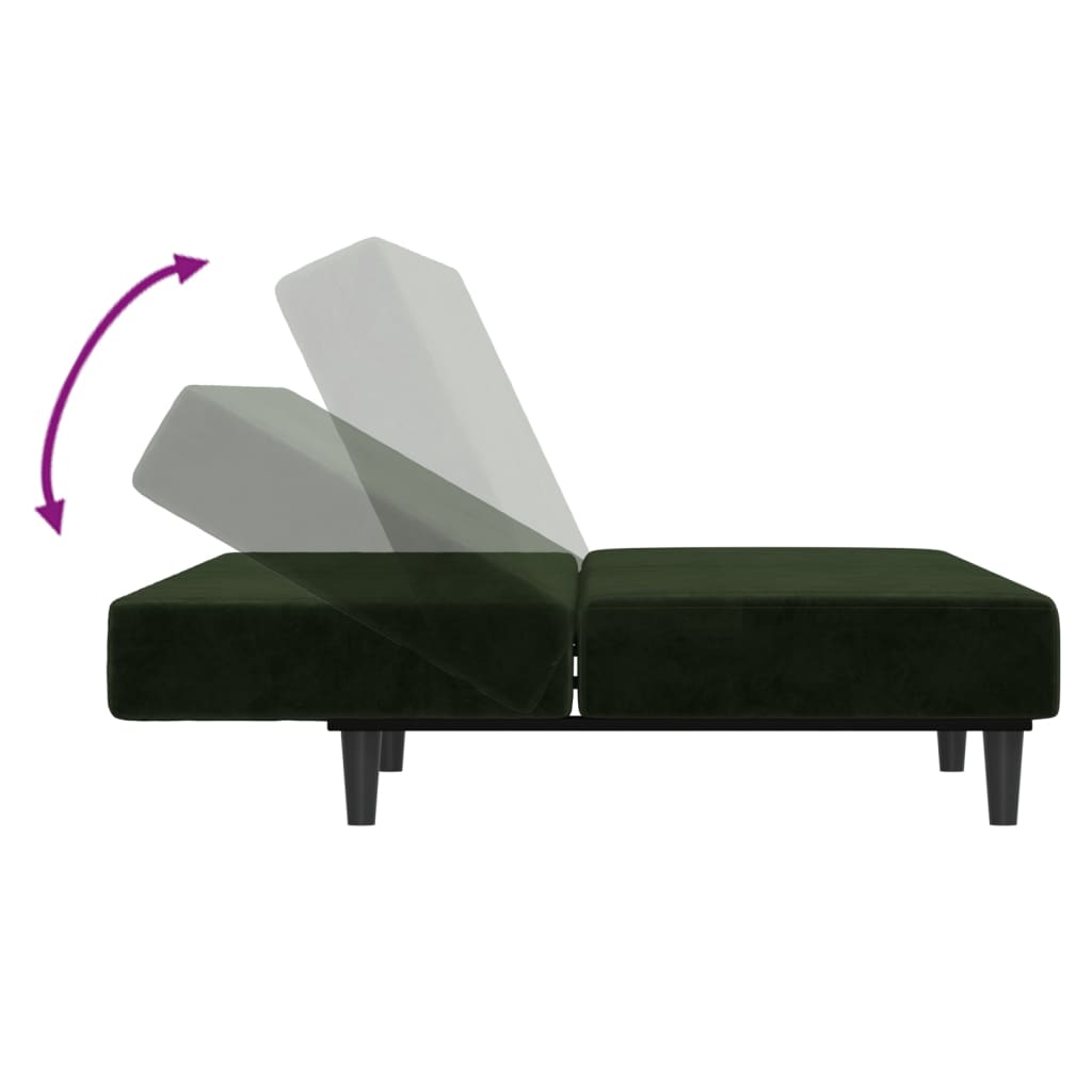 vidaXL 2-Seater Sofa Bed Dark Green Velvet-6