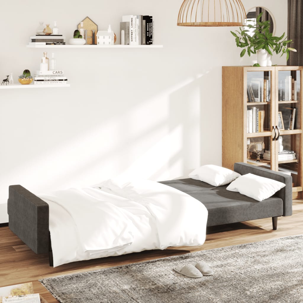 vidaXL 2-Seater Sofa Bed Dark Gray Velvet-2