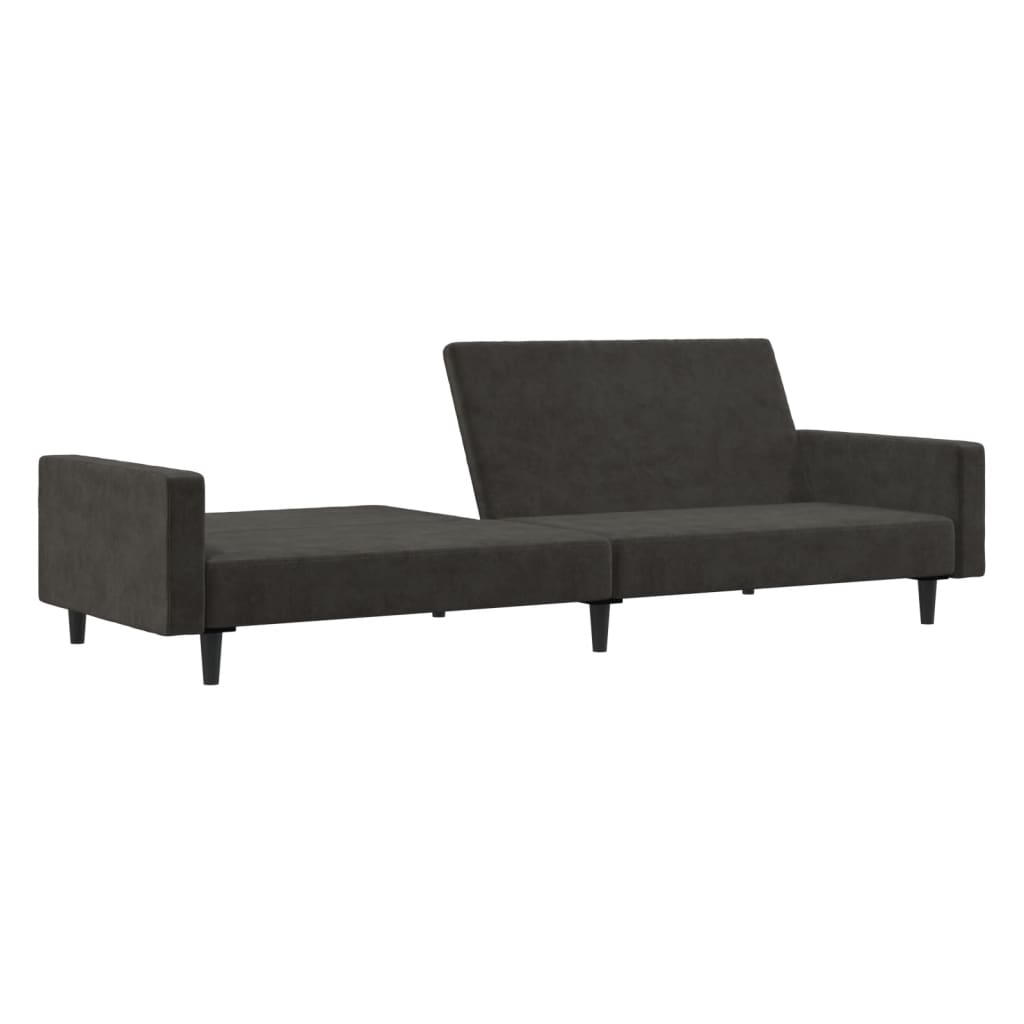 vidaXL 2-Seater Sofa Bed Dark Gray Velvet-3