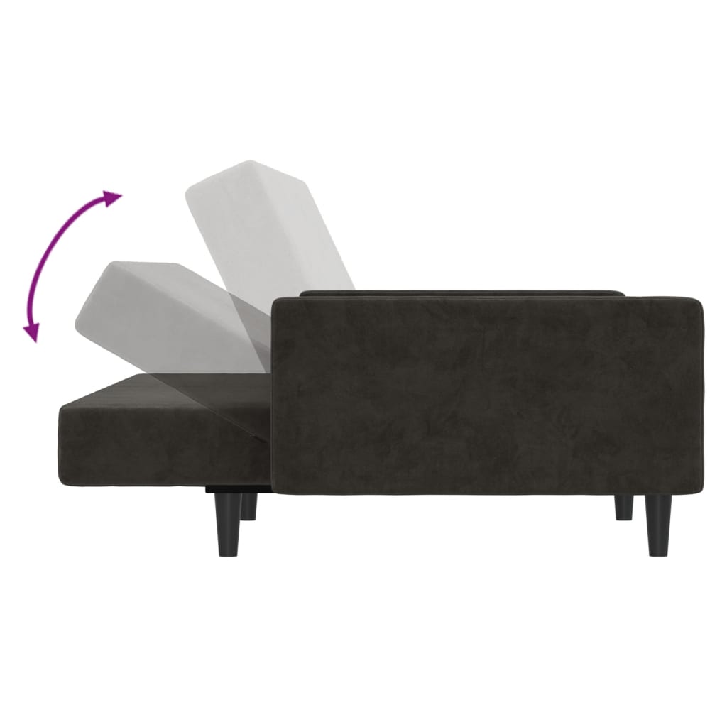 vidaXL 2-Seater Sofa Bed Dark Gray Velvet-6
