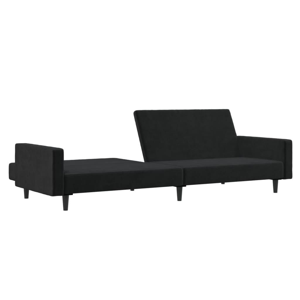 vidaXL 2-Seater Sofa Bed Black Velvet-3