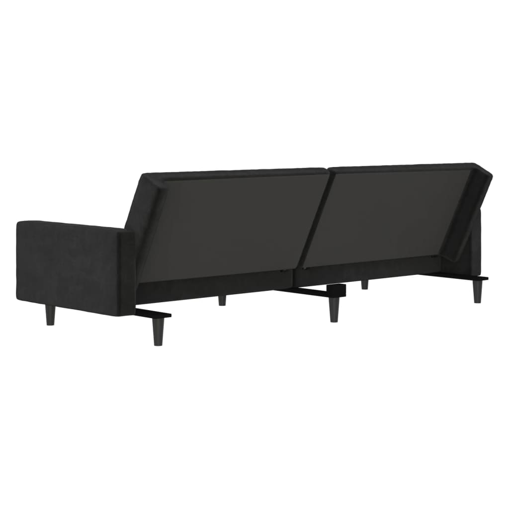 vidaXL 2-Seater Sofa Bed Black Velvet-7