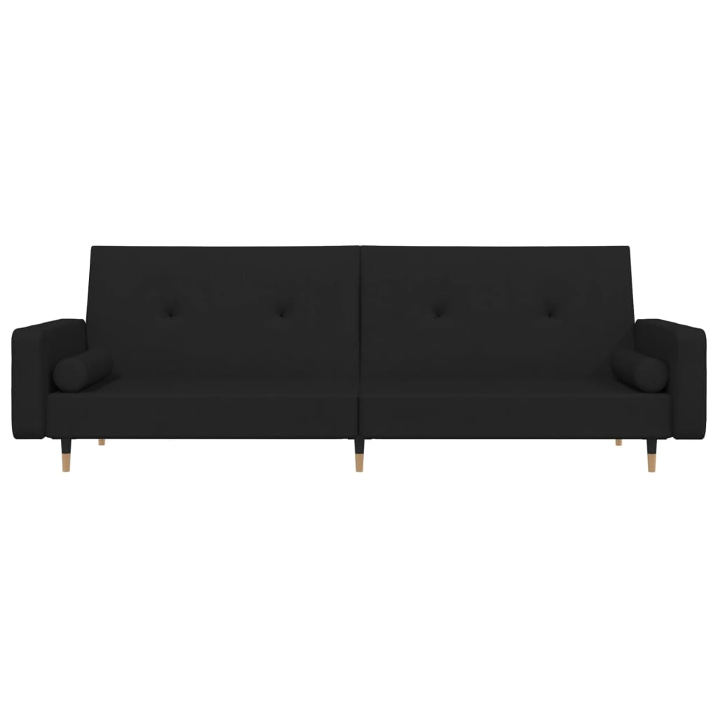 vidaXL 2-Seater Sofa Bed with Two Pillows Black Velvet-2