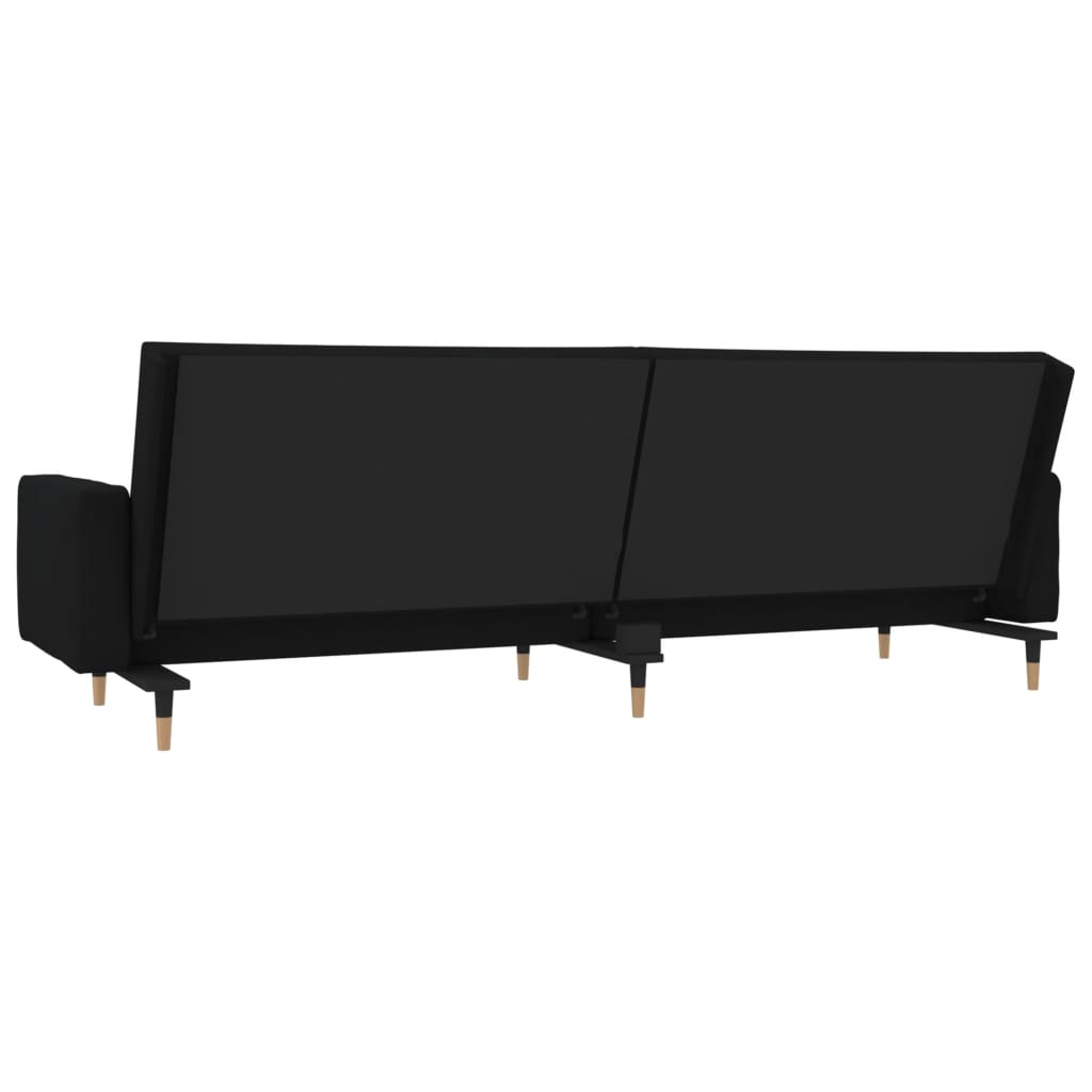 vidaXL 2-Seater Sofa Bed with Two Pillows Black Velvet-5