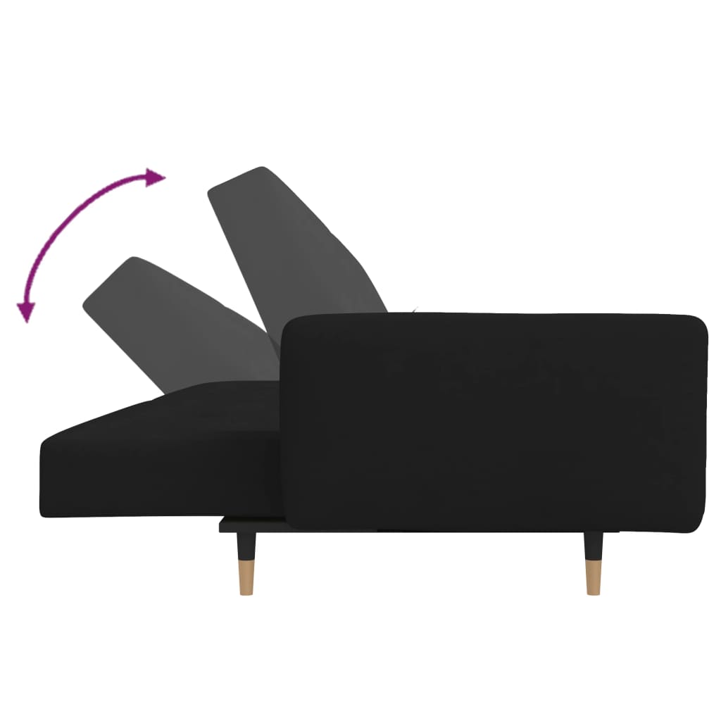 vidaXL 2-Seater Sofa Bed with Two Pillows Black Velvet-6