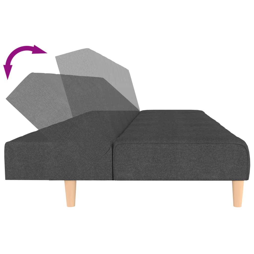 vidaXL 2-Seater Sofa Bed Dark Gray Fabric-8