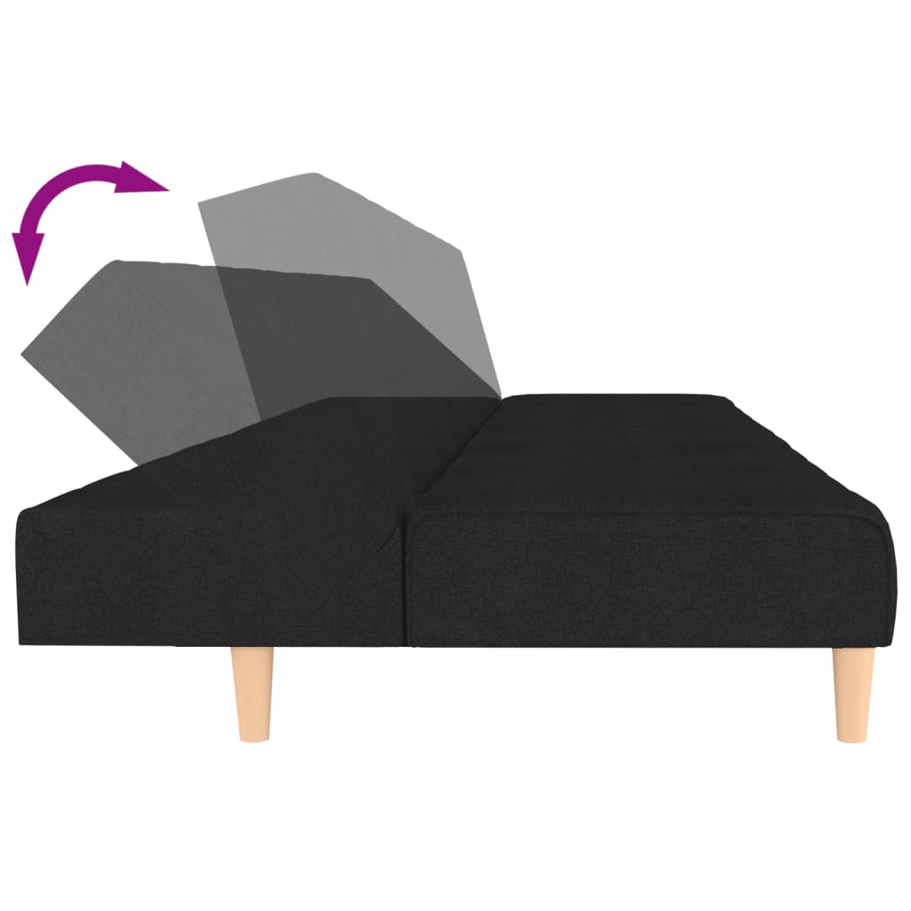 vidaXL 2-Seater Sofa Bed Black Fabric-6