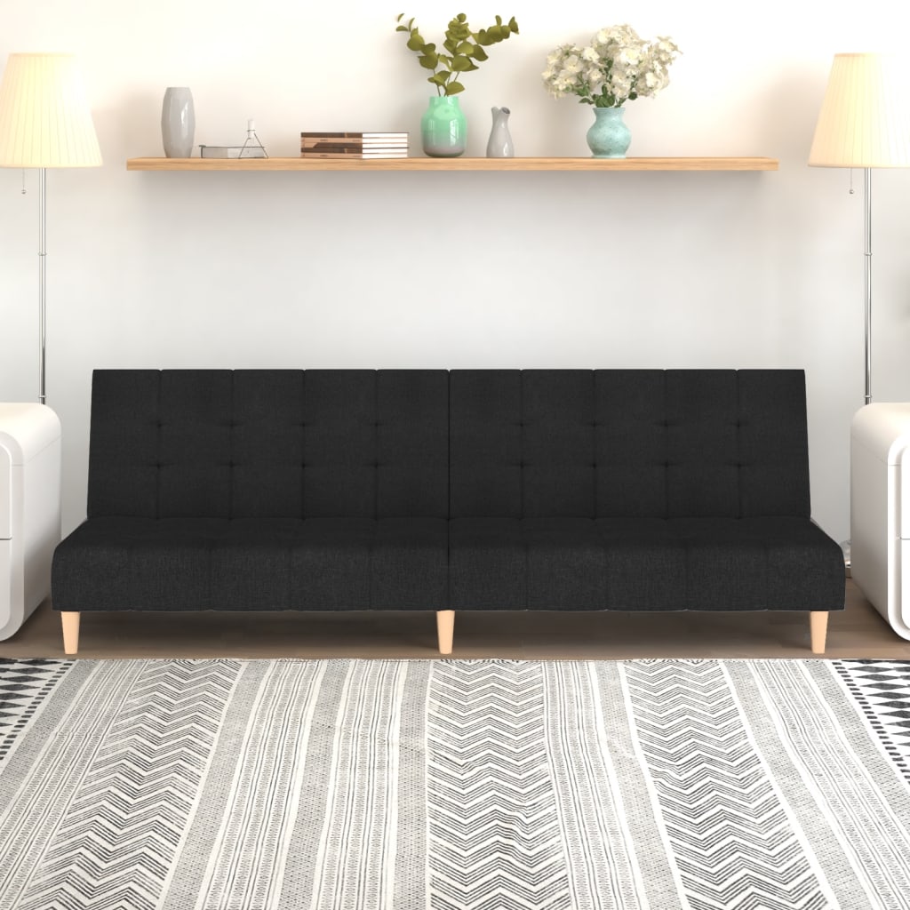 vidaXL 2-Seater Sofa Bed Black Fabric-0