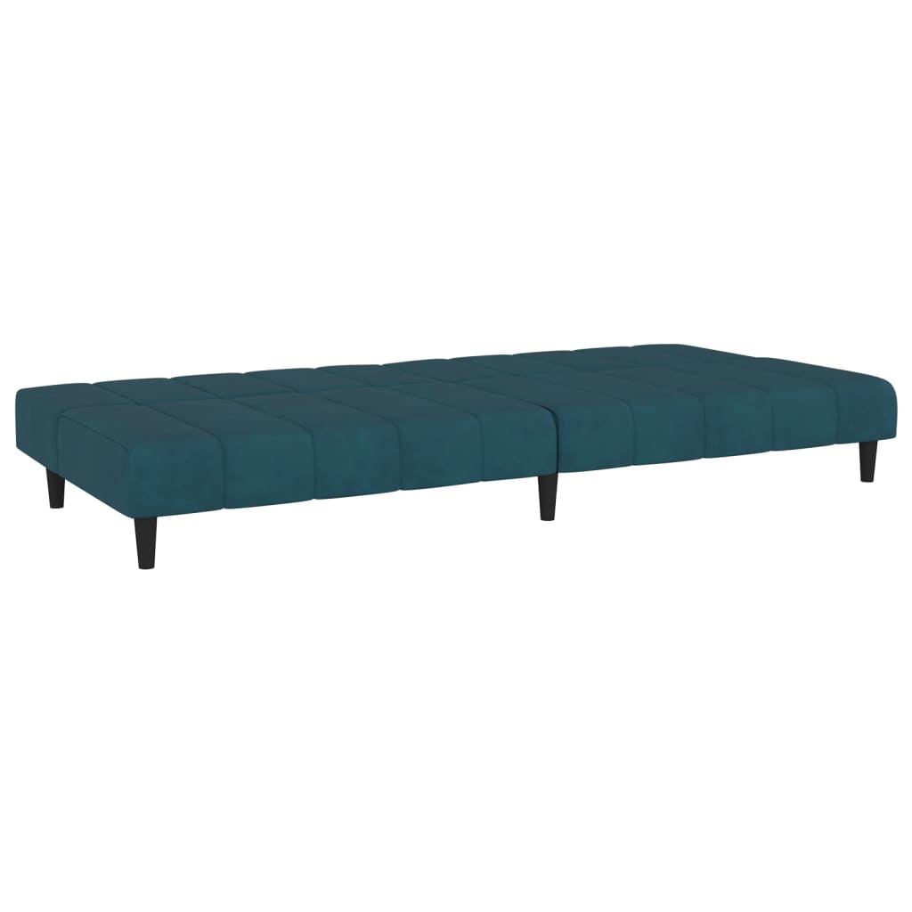 vidaXL 2-Seater Sofa Bed Blue Velvet-3