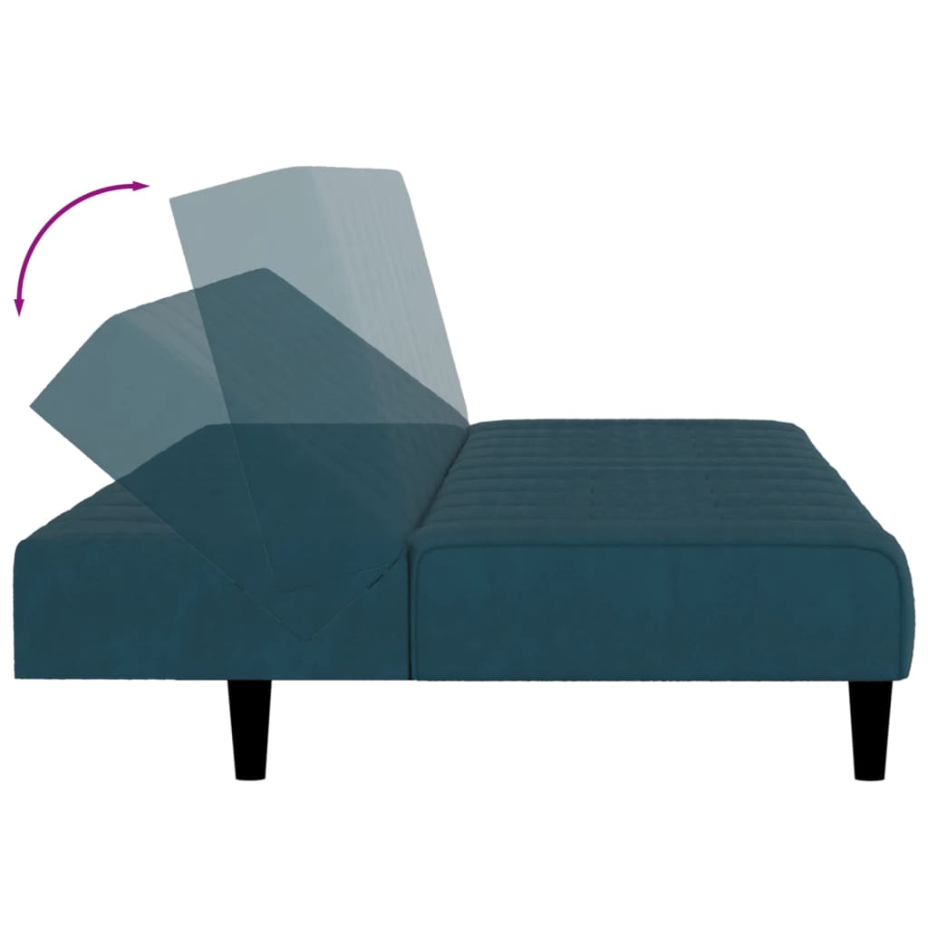vidaXL 2-Seater Sofa Bed Blue Velvet-4
