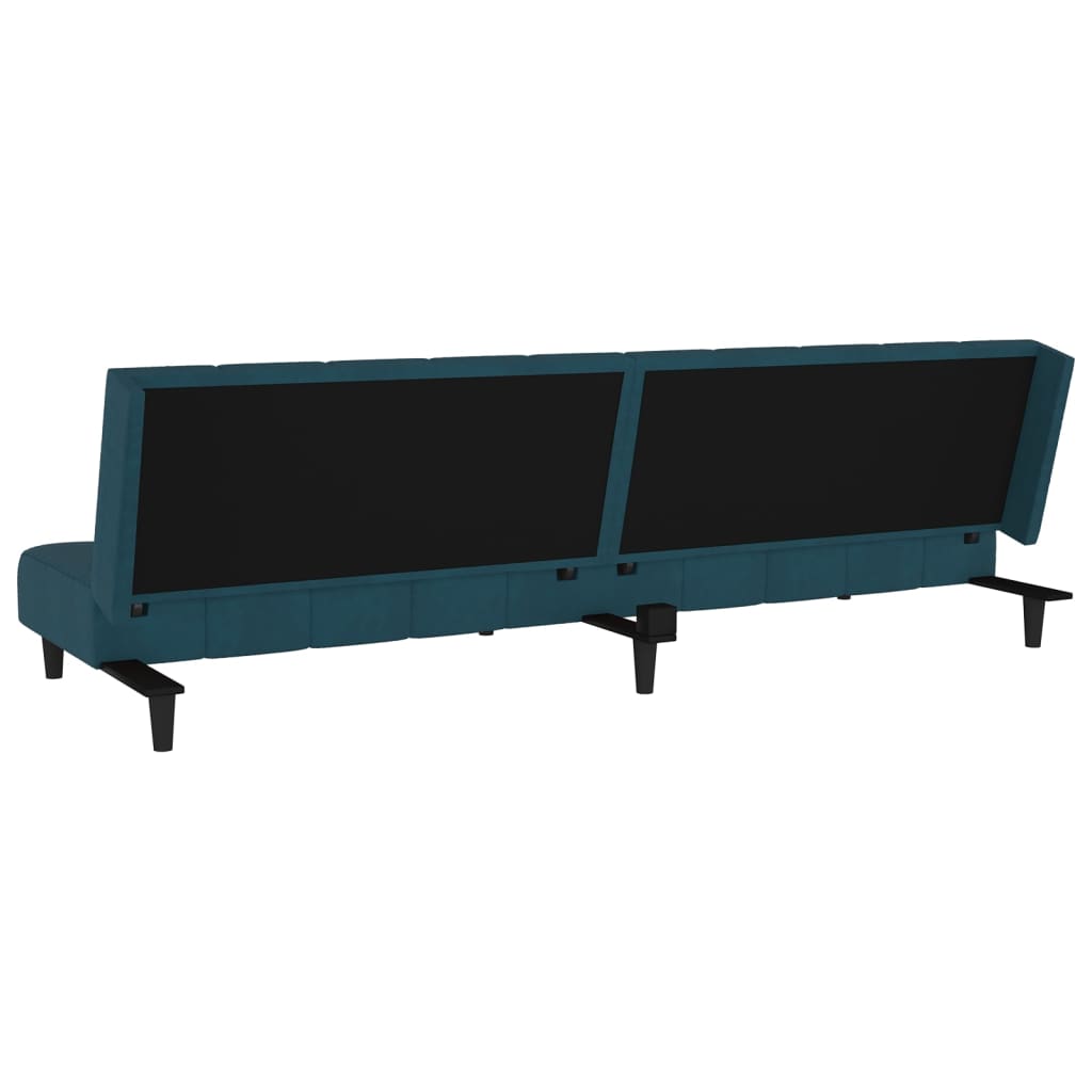 vidaXL 2-Seater Sofa Bed Blue Velvet-5