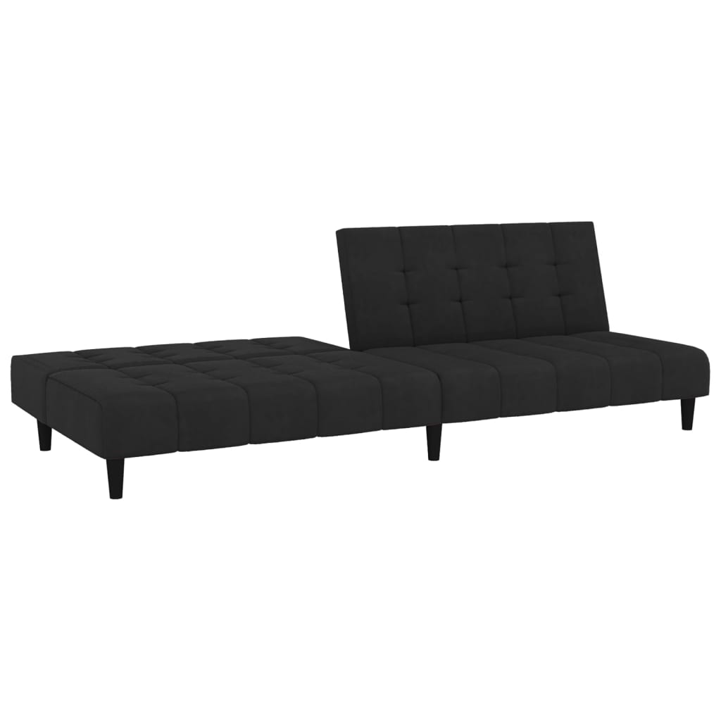 vidaXL 2-Seater Sofa Bed Black Velvet-3