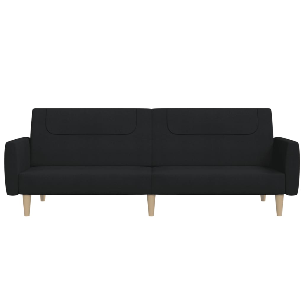 vidaXL 2-Seater Sofa Bed Black Fabric-3