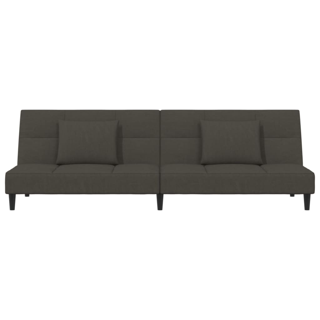 vidaXL 2-Seater Sofa Bed with Two Pillows Dark Gray Velvet-5