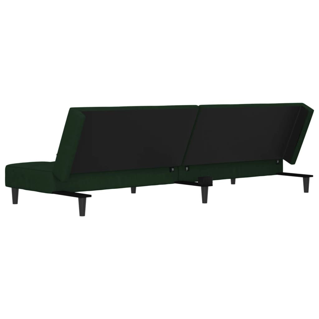 vidaXL 2-Seater Sofa Bed with Two Pillows Dark Green Velvet-7