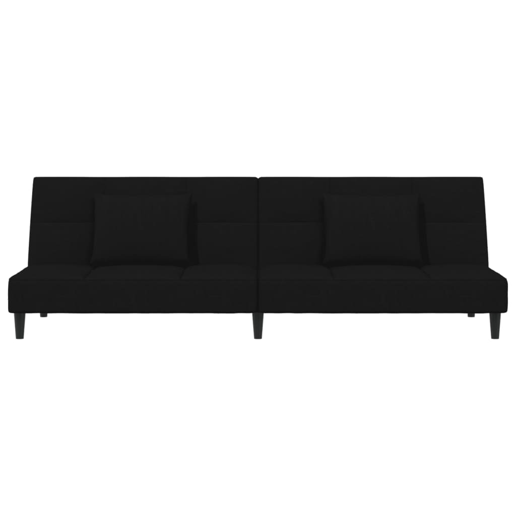 vidaXL 2-Seater Sofa Bed with Two Pillows Black Velvet-3