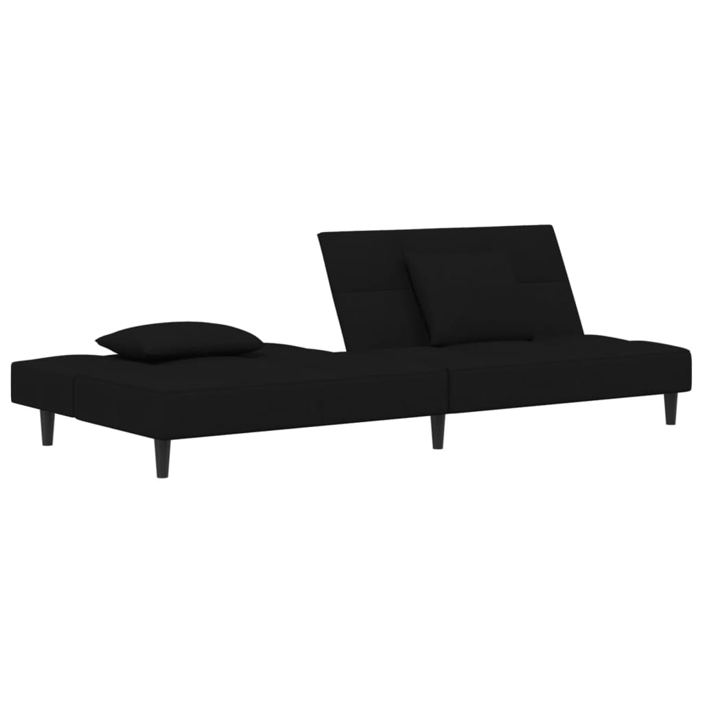 vidaXL 2-Seater Sofa Bed with Two Pillows Black Velvet-4