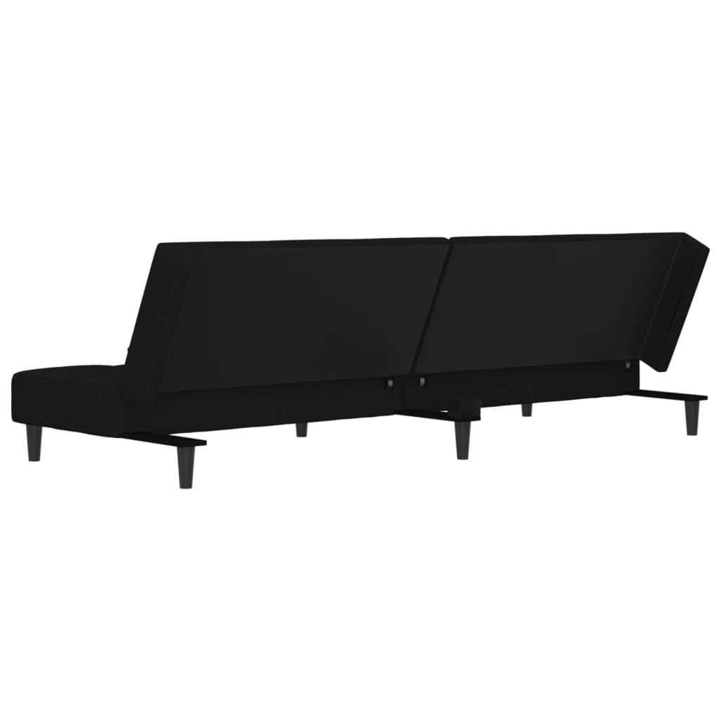 vidaXL 2-Seater Sofa Bed with Two Pillows Black Velvet-7