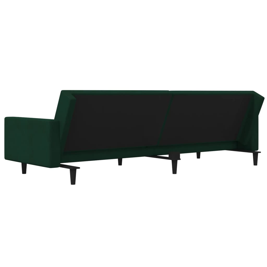 vidaXL 2-Seater Sofa Bed with Two Pillows Dark Green Velvet-8